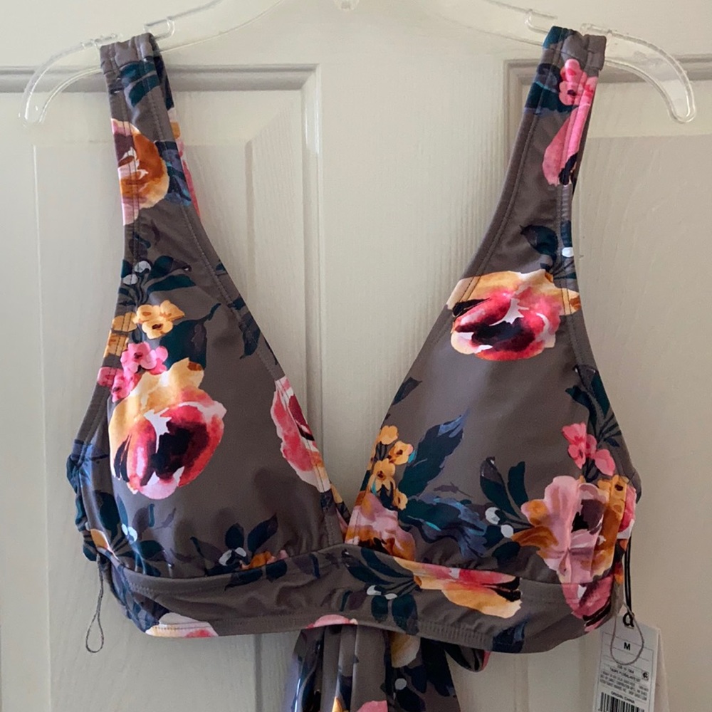 SHADE & SHORE TAUPE/FLORAL swim top